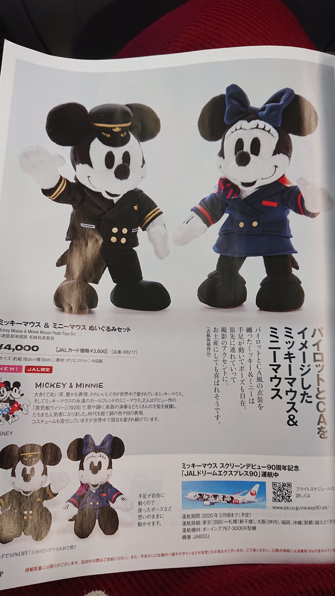 なお せっかくjalに乗ったので Jal限定のパイロットミッキーさんとcaミニーちゃんを購入しちゃいました Jal