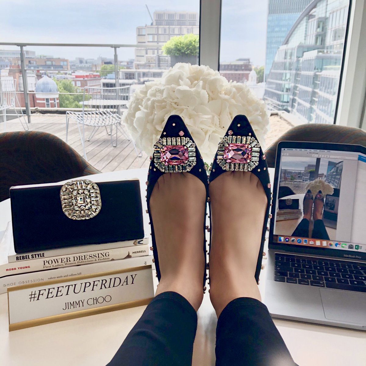 jimmychoo's tweet photo. Demure yet decadent, our ROMY flats are packed with enough personality to elevate an outfit without the vertical lift #FeetUpFriday
https://t.co/NdkPqu5iaY https://t.co/UwU1nU8i0u