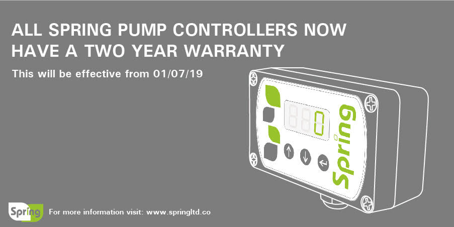 SpringEuropeLtd's tweet image. All Spring (Europe) Ltd pump controllers bought from the 1st July 2019 now have a a two year warranty