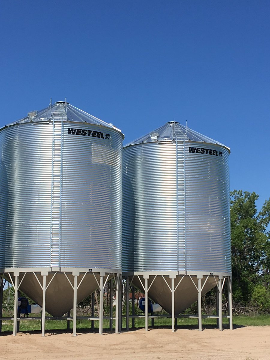 PembGrainEquip's tweet photo. Big thank you to Neil Halls from Reston, Mb for his purchase of 2 - WESTEEL WC2407EFS hopper bottom bins on Comte Industries cones with Grainguard 8000 8’ Commercial Rockets installed!
@PembGrainEquip @PembinaCoop @AgGrowthIntl #Westeel #GrainGuard #WestCdnAg #ComteIndustries https://t.co/SamXDtqake