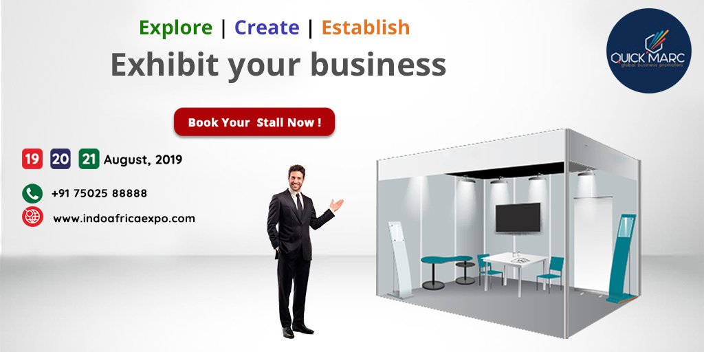 International IndoAfrica B2B Trade Expo will provide Indian manufacturers to explore business opportunities in Africa.
Book the space with Quickmarc Today
☎ Call: +91-7502588888
📧 Email: book@indoafricaexpo.com
🌐 Visit: indoafricaexpo.com
#trade 
#exhibition 
#tradeshow