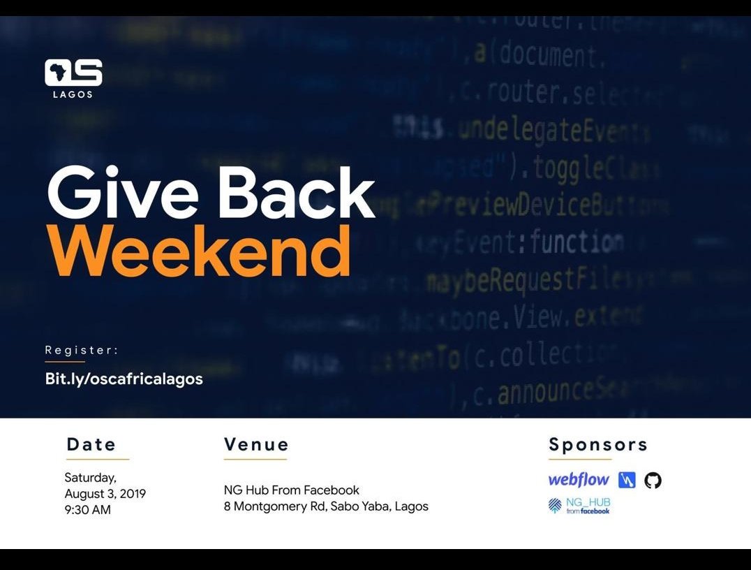 Samson_Goddy's tweet image. Lagos!!!!!!!!!!! 

@oscafrica &quot;Give Back Weekend&quot; is happening this Saturday 🎉🎉🎉🔥🔥🔥. It going to be everything open source 🔥🔥🔥🔥. Shout-out to @opencollect team for setting up paid  bounties for our meetings🔥🔥🔥.

#oscalagos 
#osca