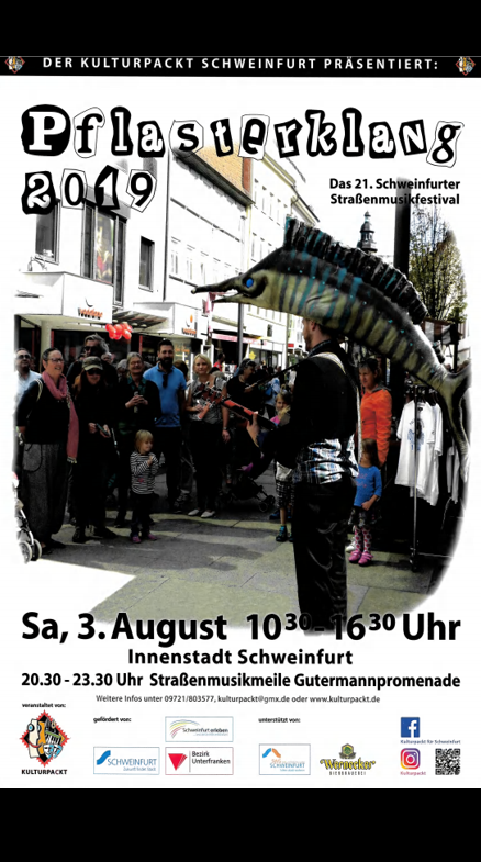 Touri_Toni's tweet photo. Die Vorfreude steigt! 🎻
Morgen findet das 21. Pflasterklang Straßenmusikfestival in #schweinfurt statt. Und diesmal gibt's ne Überraschung - die Breakdance Koryphäen @DDCbreakdance zeigen ihr Können auf dem Marktplatz. 😎
Das Programm gibt's bei uns! 
#14cities #visitfranconia https://t.co/Fj7v0lRSbm