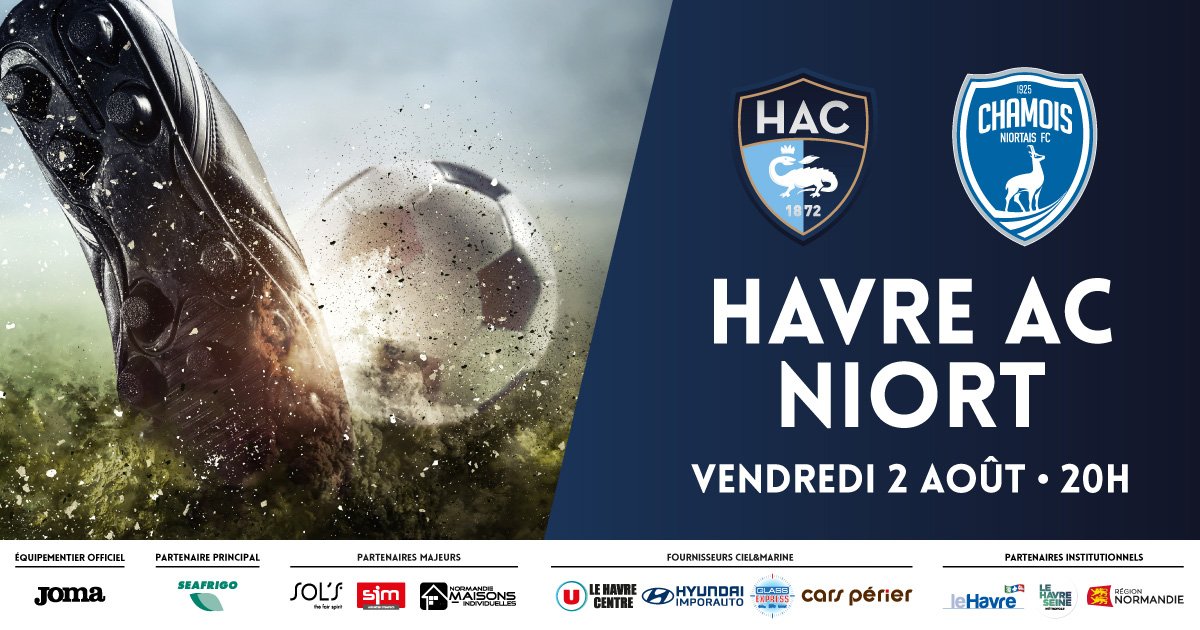 HAC_Foot's tweet photo. ⚽ GAME DAY
🏠 @ChamoisNiortais
🏟️ @StadeOceane
⌚ 20h
🎫 https://t.co/aclupdPnif
📲 #HACCNFC
📺 @beinsports_FR Max 7
📻 @fbleuhnormandie
@DominosLigue2 https://t.co/wnj6T1oDLb