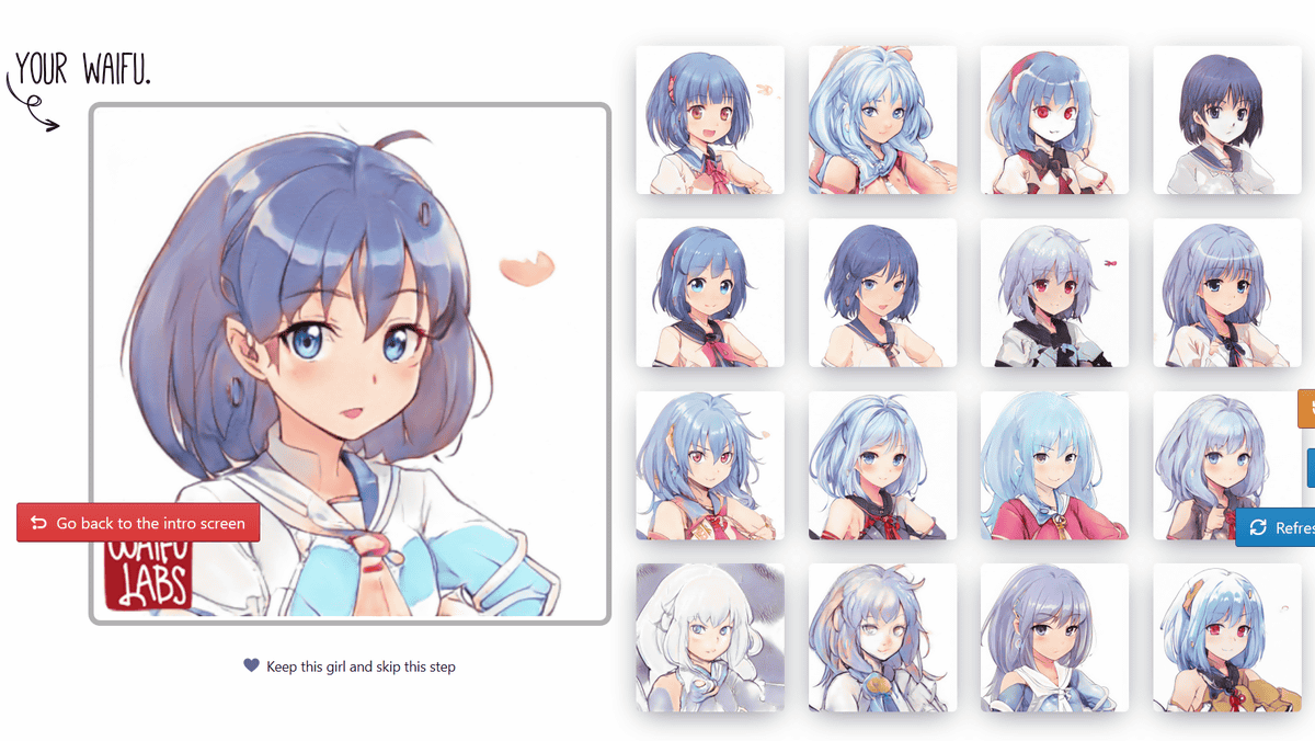 Gnews Aiが自分好みのアニメ美少女を自動生成してくれる Waifu Labs で 俺の嫁 を作ってみた Gigazine T Co F3zdbcjkiq 自分の好みに合わせて人工知能 Ai が二次元の美少女イラストを無料で生成してくれるサービスが Waifu Labs です Waifu