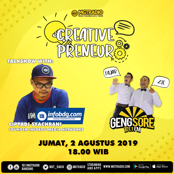 #GengSoreMGT bakal menemani sorenya kamu dgn #ObrolanSeruMGT bersama <a href="/infobdg/">BANDUNG ᮘᮔ᮪ᮓᮥᮀ</a> jam 18.00. SORE INI!

Staytuned terus yah!

#mgtradio