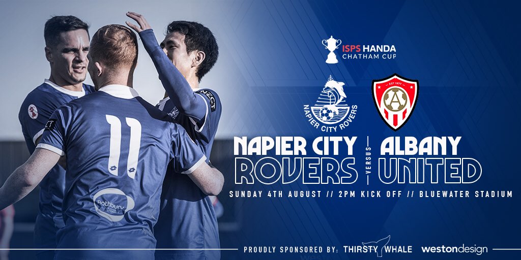 ⚽️ BIG GAME SUNDAY ⚽️
🏆Cup fever hits the Bay this Sunday when ⁦<a href="/thirstywhale/">Thirsty Whale</a>⁩ Napier City Rovers take on Auckland's ⁦<a href="/Albany_United/">Albany United Football Club</a>⁩ in the quarter-final of the Chatham Cup. Kick-off 2pm at Bluewater Stadium! 
#BePartoftheExcitement #CmonYouBlues