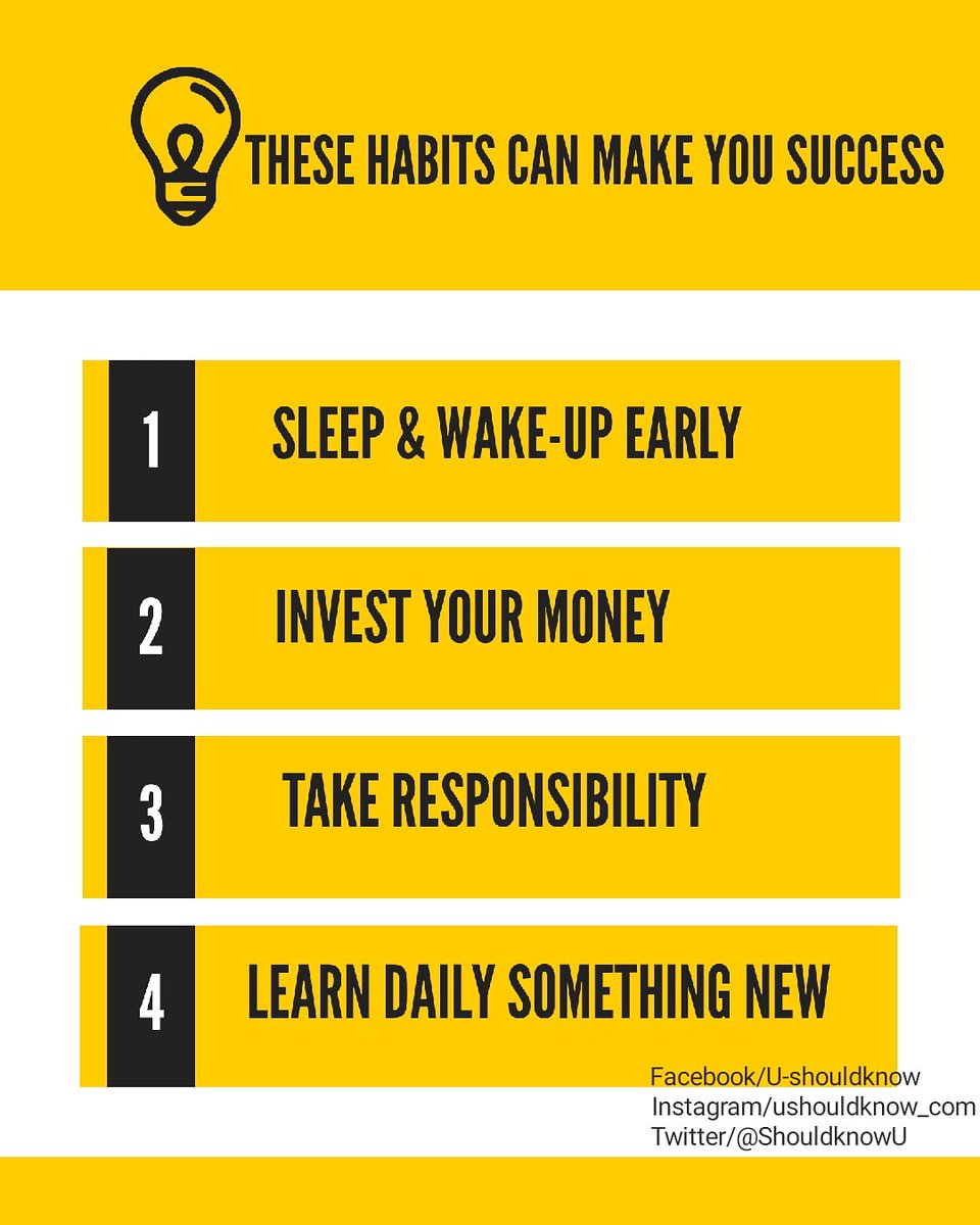 ShouldknowU's tweet photo. These habits can make you successful
#enterpreneur #businessquotes #moneymaker #leadership #enterpreneurship #businessmentor #inspirationalquotes #ushouldknow #practice #mindset #investor #starterpack #businessideas #start #mindfulness #meditation https://t.co/vaw0BTUeKX