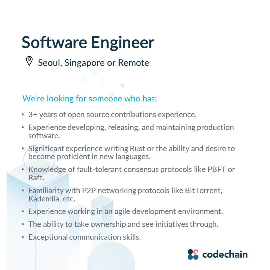 codechain_io's tweet image. Do not hesitate to join our team😎!
#codechain #software #engineer