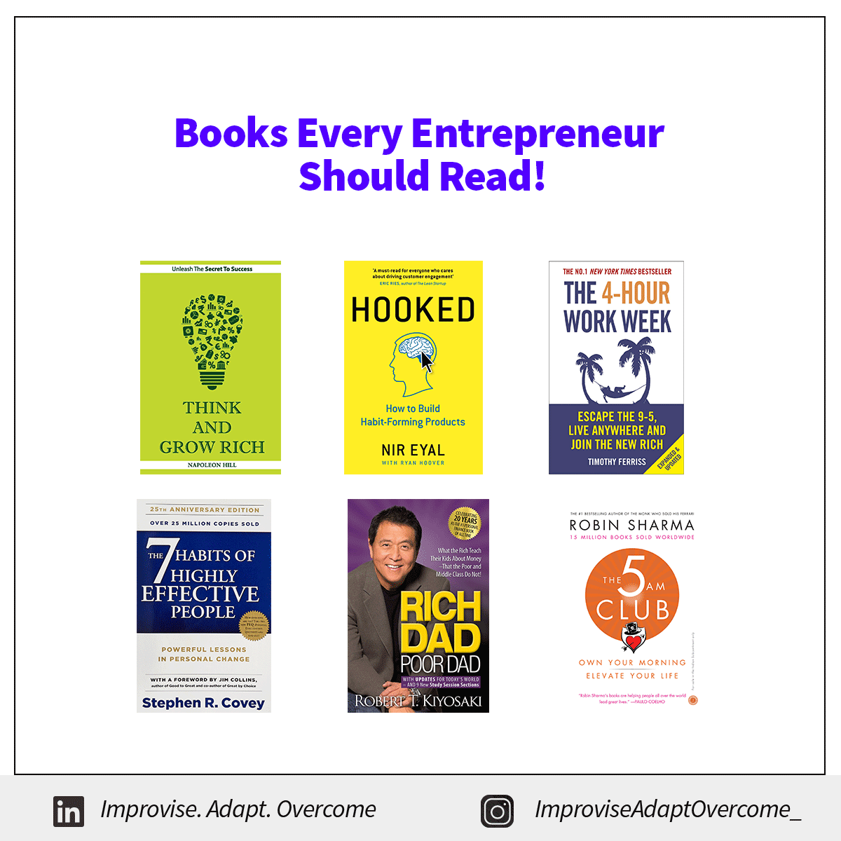 Books every entrepreneur should read!

#books #entrepreneur #startup #FridayFeeling  
#FridayThoughts