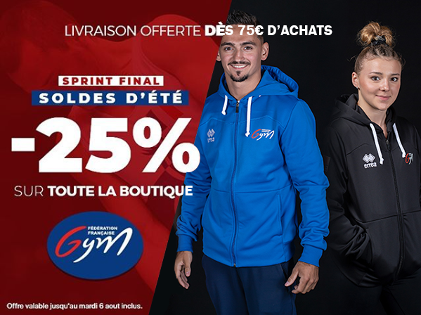 Plus que quelques jours pour profiter des soldes d'été ! 🛍☀️

Rendez-vous sur notre boutique en ligne pour profiter des -25% sur toutes les collections :

store.ffgym.fr

#store #boutique #ffgym #gymnastique
