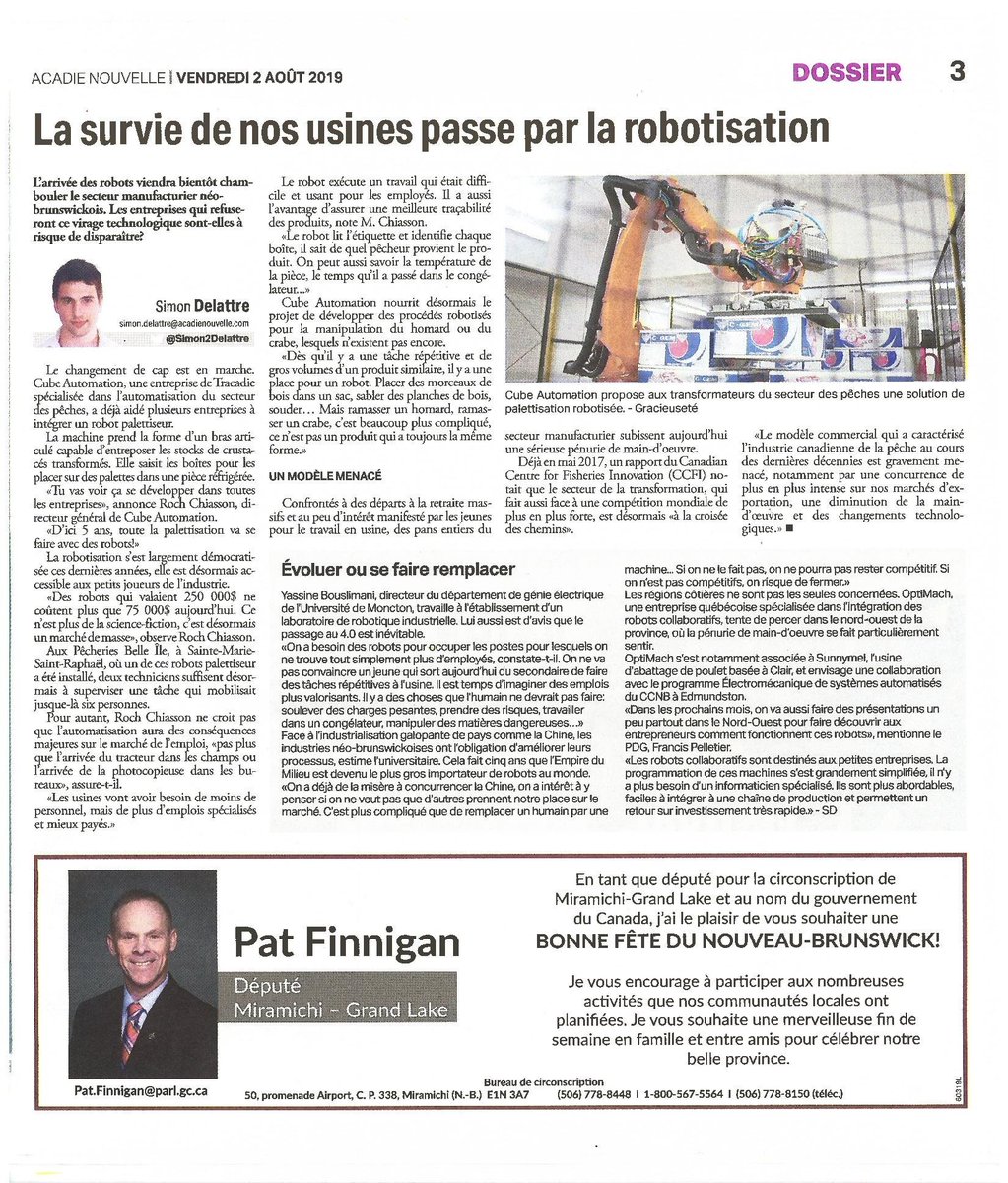 Un de nos projets dans les médias ce matin: Notre Robot Igloo™ pour l'emballage de fruits de mer!

One of our projects in the media this morning: Our Igloo Robot™ for seafood packaging!