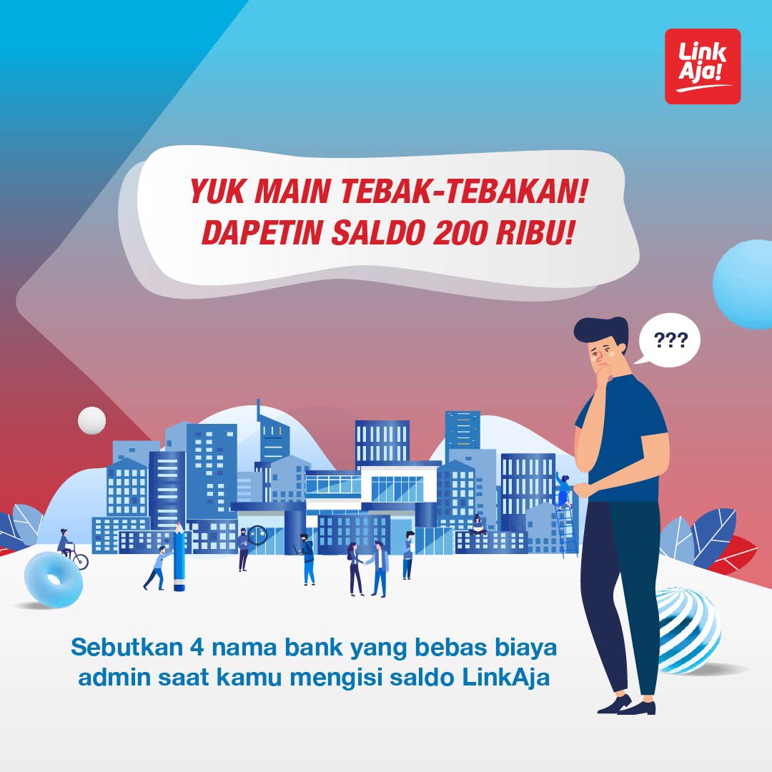 Mau dapet saldo LinkAja Rp. 200.000 lagi? Jawab pertanyaan di bawah dan reply dgn jawaban kamu!

Petunjuk: Kamu bisa isi saldo bebas biaya admin di 4 Bank.

Periode: 2 – 6 Agustus 2019
Pengumuman di kolom komentar: 7 Agustus 2019

Tag 3 teman kamu buat ikutan ya! #PakeLinkAja