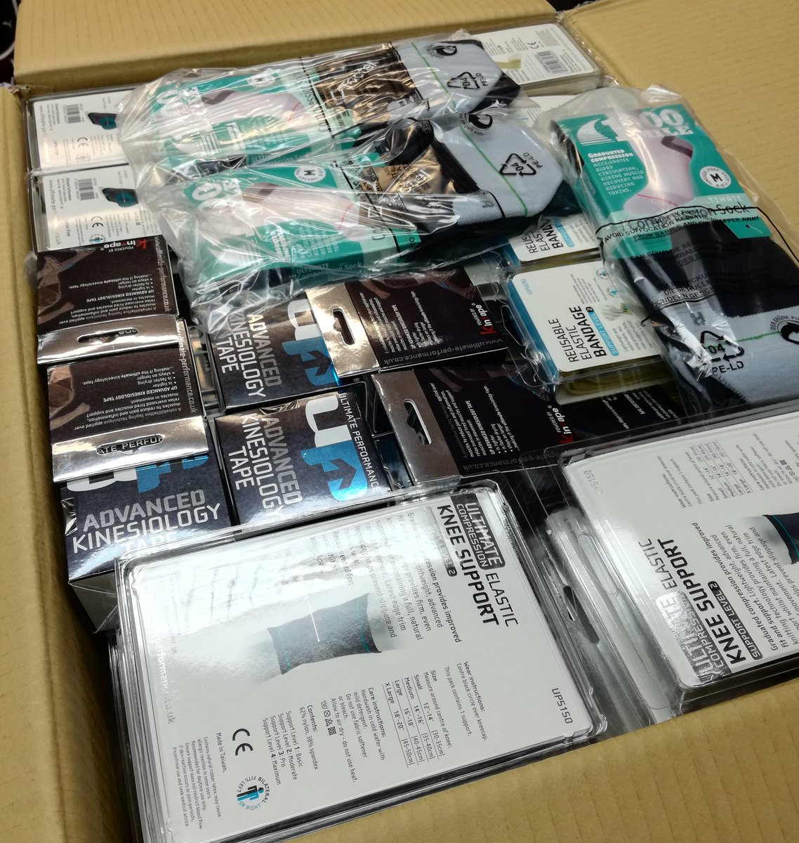HerbertSports's tweet photo. Lots more deliveries this week! Our range of @TheOnlyWayIs_UP  supports and running accessories has been topped up... it's always satisfying to open a box packed this neatly too 😊 #herbertsports #eastgrinstead #training #injuries https://t.co/70QW17zHTw