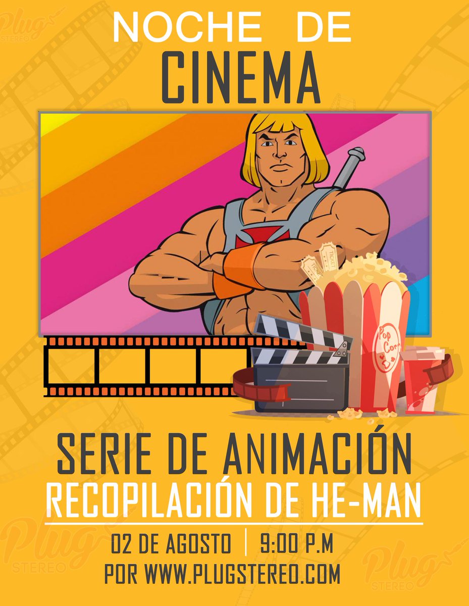 PlugStereo's tweet photo. Hoy en las noches de cinema de #PlugStereo viajaremos en el tiempo hasta el año 1983 y recordaremos la serie que a muchos nos vio crecer; "He-Man".
✅ Conéctate a partir de las 9:00 P.M por https://t.co/dgH5ht3Ev1 y disfruta una recopilación de una hora de He-Man. https://t.co/D2PQqBtg2w