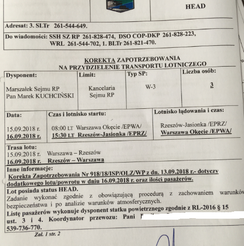 MariuszGierszew's tweet photo. Marszałek Kuchciński latał rządowym samolotem z rodziną także w 2018 roku.Marszałek poleciał z synem do Rzeszowa na weekend 15-16.09. Lot miał status HEAD i został wykonany śmigłowcem. Do tej pory posiadaliśmy dowody na "rodzinne" loty od stycznia do lipca 2019. @RadioZET_NEWS https://t.co/vV8dUTOhPd