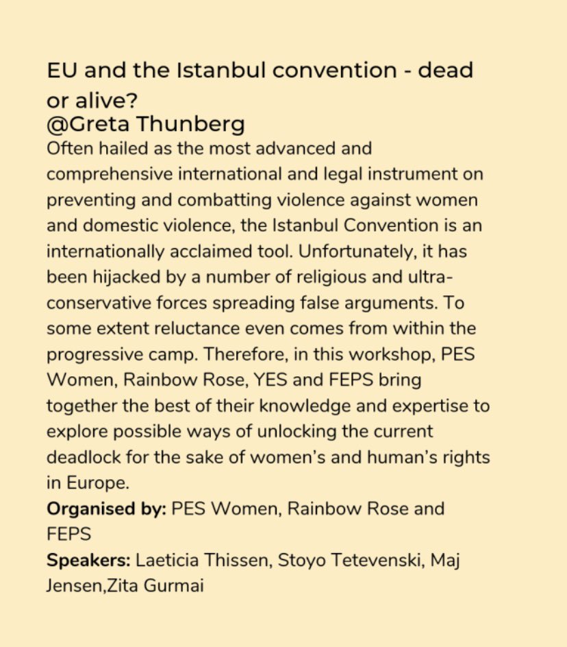 FEPS_Europe's tweet photo. Today PES Women, Rainbow Rose, YES & FEPS host the workshop “Istanbul Convention: dead or alive?” with @zgurmai_EN, @StoyoTetevenski, Iliana Balabanova & @jensen_maj to discuss the IC as the key to eliminate violence against women! 📍🇧🇬 Greta Thunberg ⏰ 16-18 #yessummercamp2019 https://t.co/8yG1UXw4Fj