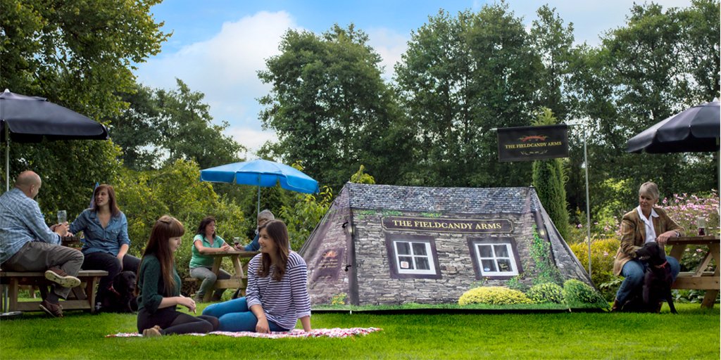 Nothing beats a pint down the local, whether you are in your garden or on a campsite, bring the pub with you and celebrate this #InternationalBeerDay  with a pint in the FieldCandy Worlds Smallest Pub Tent!