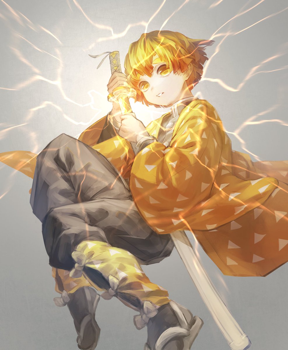 1boy weapon solo sword male focus blonde hair japanese clothes  illustration images