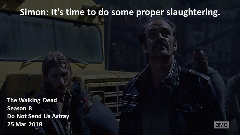 DoctorDoubleTap's tweet photo. #Simon: It's time to do some proper slaughtering.
#TheWalkingDead
Season 8
#DoNotSendUsAstray
25 March 2018
Zombie Apocalypse
All Out War
Satellite Outpost, Virginia
Team Saviors
Steven Ogg https://t.co/51IGfkoyCB