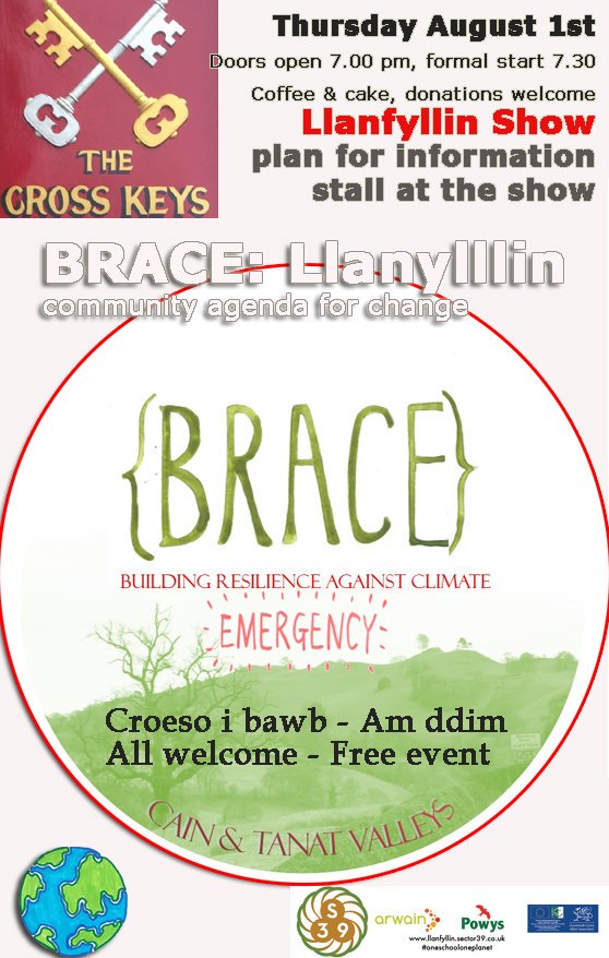BRACE Llanfyllin, we meet biweekly are talk about cliamte change, community and our future <a href="/LlanfyllinNews/">Llanfyllin News</a> <a href="/BodfachTrust/">Bodfach Trust</a>