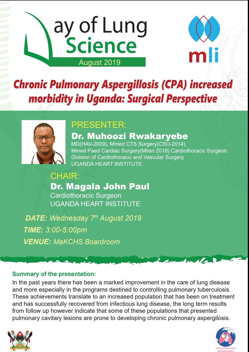 winterzie's tweet photo. Your favourite monthly program #DayofLungScience is back. This time we got a cardiothoracic surgeon in the house. Role of surgery in management of Lung conditions cant be over emphasised @Lung_Institute @MakerereCHS @NansinguzaJ @Jackynakabira @katswincey @BMudarshiru @rnantanda https://t.co/oZ092UXU94