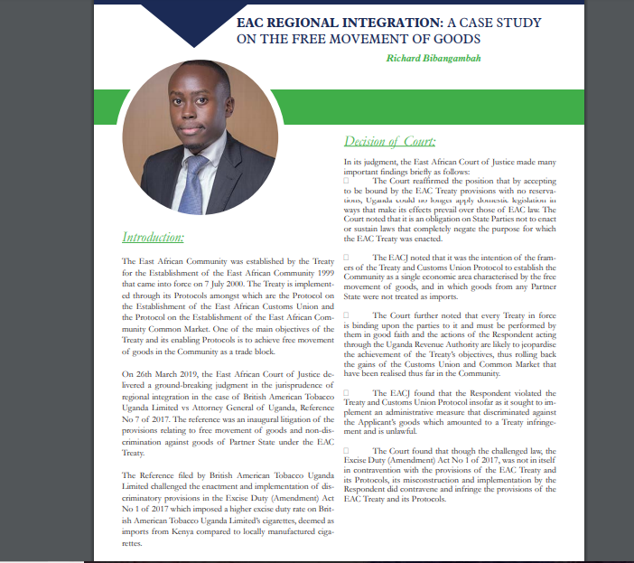 K&K Advocates (@kandkadv) on Twitter photo A Synopsis of the BAT East African Court of Justice Decision on the pre movement of goods in the EAC Community by our own <a href="/bibangambahric/">bibangambah richard</a> featured in the AIRIS <a href="/airis_institute/">African Institute of Regional Integration Studies</a> Digital Symposium.
For more info mega.nz/#!wcd0RYgY!h6Q… A Synopsis of the BAT East African Court of Justice Decision on the pre movement of goods in the EAC Community by our own <a href="/bibangambahric/">bibangambah richard</a> featured in the AIRIS <a href="/airis_institute/">African Institute of Regional Integration Studies</a> Digital Symposium.
For more info mega.nz/#!wcd0RYgY!h6Q…