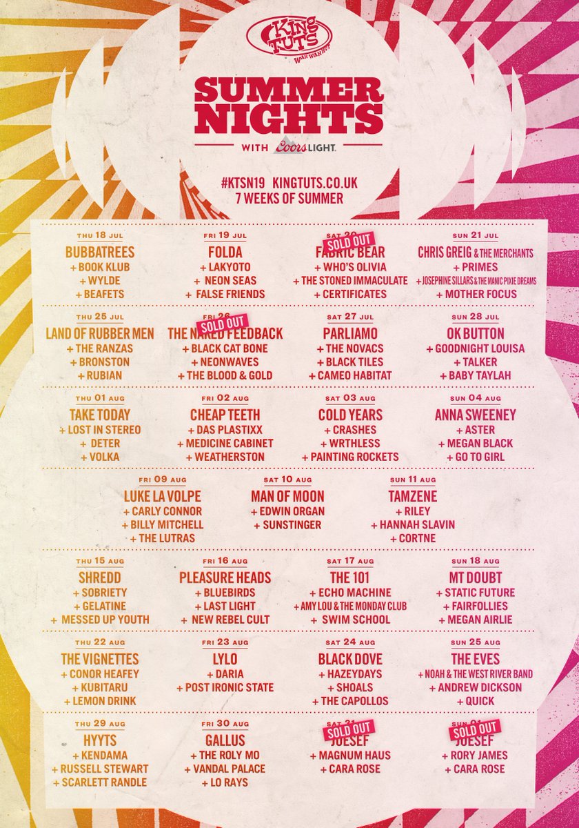 LINE UP ANNOUNCEMENT ⇾ Unfortunately <a href="/saharatheband/">sahara</a> have had to withdraw from their slot at #KTSN19 on 10th August. <a href="/sunstinger/">SUNSTINGER</a> have been added to the line-up for this date where they'll be playing alongside <a href="/Man__of__Moon/">Man of Moon</a> + <a href="/EdwinOrgan/">Edwin Organ</a> !

TICKETS → ktwwh.co/ManofMoon