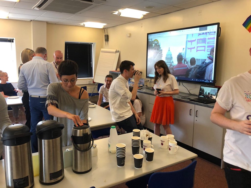 Choice_Housing's tweet image. Staff enjoying the Coffee Morning for Pride @TRPNI #BelfastPride