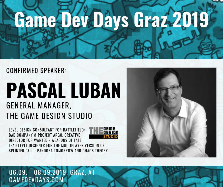 Meet our awesome speakers: 
Pascal Luban, General Manager of The Game Design Studio!

Register now for the Game Dev Days 2019 (It's free!)
gamedevdays.com

#gamedev #indiedev #gddg19 #gamesconference