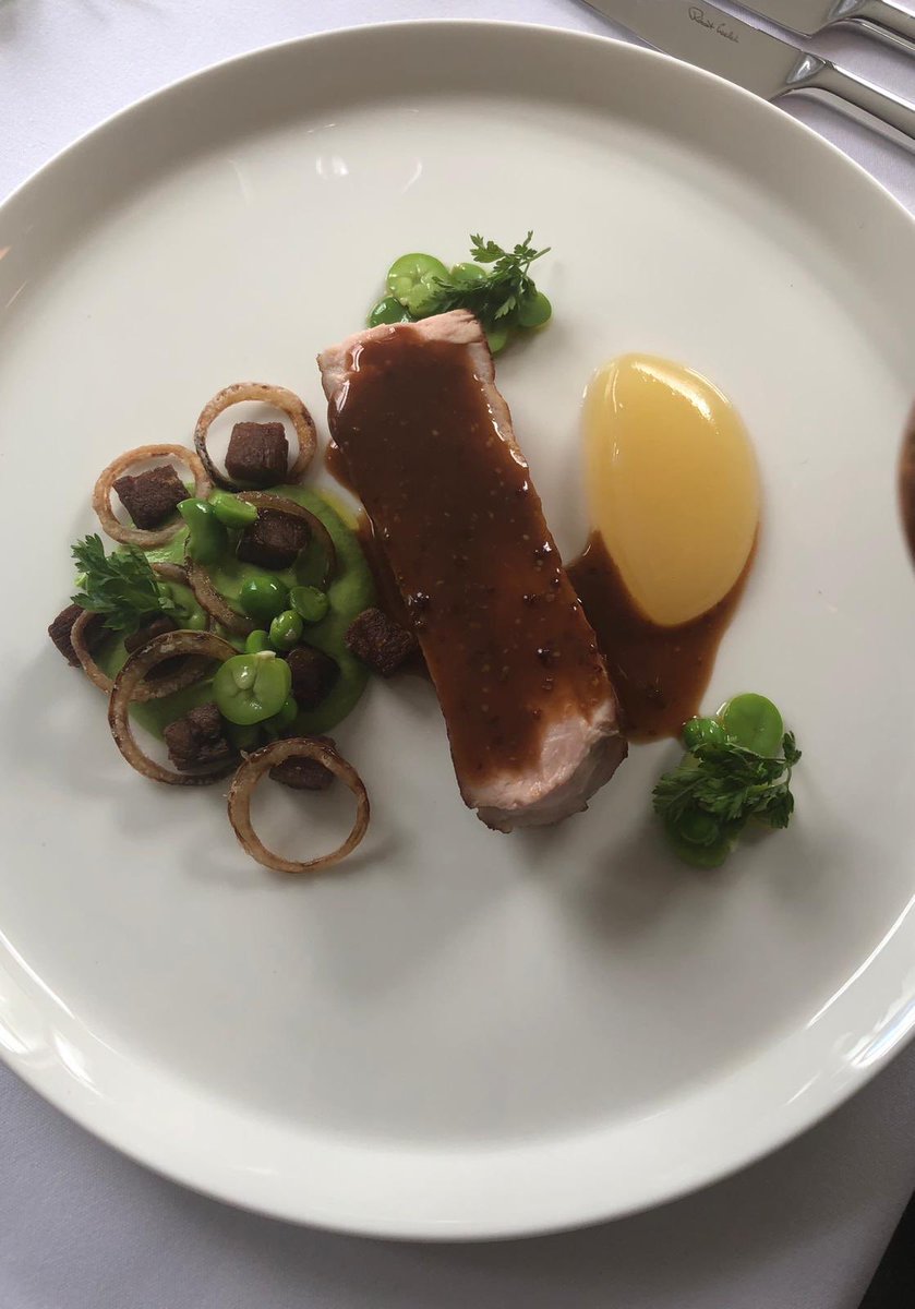 potagerskerries's tweet photo. James’s dish for @EurotoquesIrl #YC2019entry using @ClonannyFarm rare breed pork chop, @Killahora Johnny Fall down cider gel, crispy cheek & dressed peas and broad beans also from @ClonannyFarm https://t.co/76tMyYbcOM