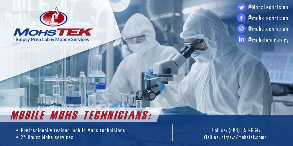 MohsTechnician's tweet image. Mohstek&apos;s #mobilelaboratory services are the fastest as well as the most accurate. Our #mobilelabservices are delivered by local travelling #technicians in your area. Book our services at any time as our Mohs technicians are always here to assist you. bit.ly/2XtShgj