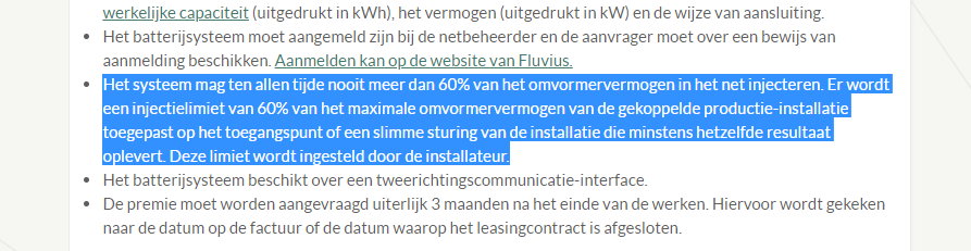 bram_homble's tweet photo. @Lydiapeeters  Vraagje bij aanvragen premie thuisbatterij: Wanneer je niet meer dan 60% van de omvormer capaciteit van je PV mag op het net zetten na installatie batterij. Gaan we in de zomer dan niet heel veel energie weggooien? https://t.co/kDwEYM96KY