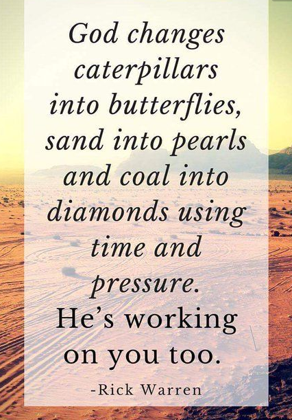 "#God changes #caterpillars into #butterflies, #sand into #pearls and #coal into #diamonds using #time &amp; #pressure. He's working on you too"✝️🙏🏼

#ThankYouJesus❤️#JesusLovesYou #JesusSaves