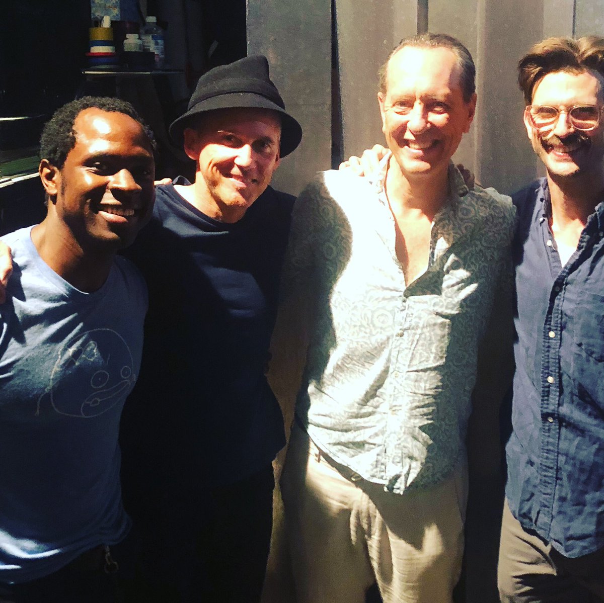 Backstage with @GbengaAkinnagbe @NealJayHuff & @FrederickWeller after their prescient production of @mockingbirdbway 👏👏👏👏👏