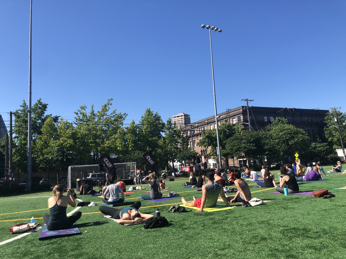 Needing a rebalancing before Day 3 of #CHBP2019? Come join us for yoga and barre at Cal Anderson Park! #WECHBP
