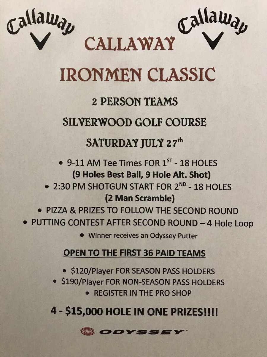 ShakGolf's tweet photo. STILL 4 SPOTS LEFT for the 2019 @CallawayGolf Ironmen Classic! Forecast is for a sunny 28. Greens are gonna be hard and fast, running close to 13 come tourney time. Come on out and take part in a great day of golf on the BEST par 3 track in 🇨🇦 #MakinPutts #AltShot #SorryPartner https://t.co/4PNyMT5eW0
