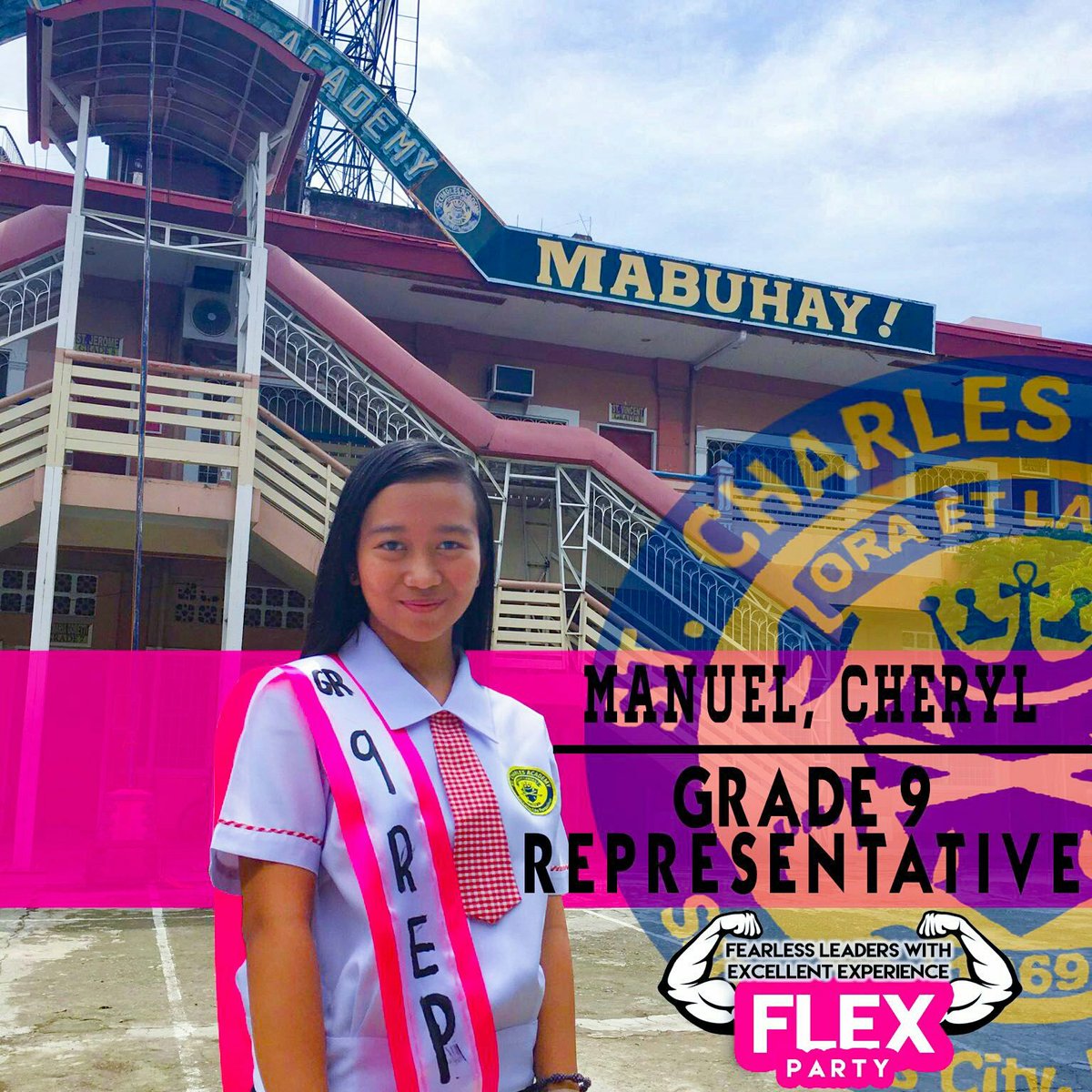 _chrylmy's tweet photo. "Fearless Leaders with Excellent Experience"
It is never about the ROLE; it is always about the GOAL.
MANUEL, Cheryl Maye G. (Grade 9 - St. Ignatius)
for Grade 9 Representative
We are F.L.E.X. Party and we DARE to make a DIFFERENCE.
#FlexLangNangFlex
#FLEXPARTY https://t.co/VmzQgTMN6b
