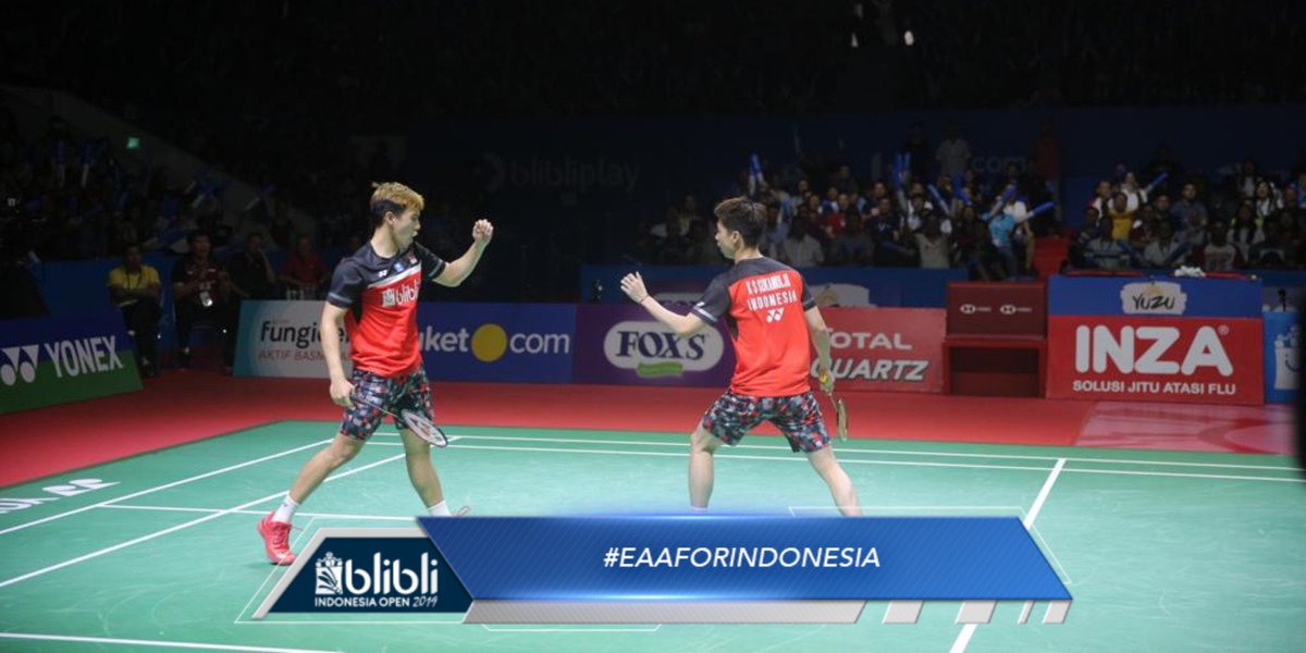TRANS7's tweet image. Congratulations, THE MINIONS JUARA!⁣⁣
⁣⁣⁣
Marcus Fernaldi Gideon dan Kevin Sanjaya melawan M. Ahsan dan Hendra Setiawan pada pertandingan ganda putra dengan poin 21-19 21-16⁣⁣ #BlibliIndonesiaOpen2019⁣
⁣⁣⁣
INDONESIA JUARA!⁣⁣
@bliblidotcom #EaaForIndonesia⁣⁣⁣