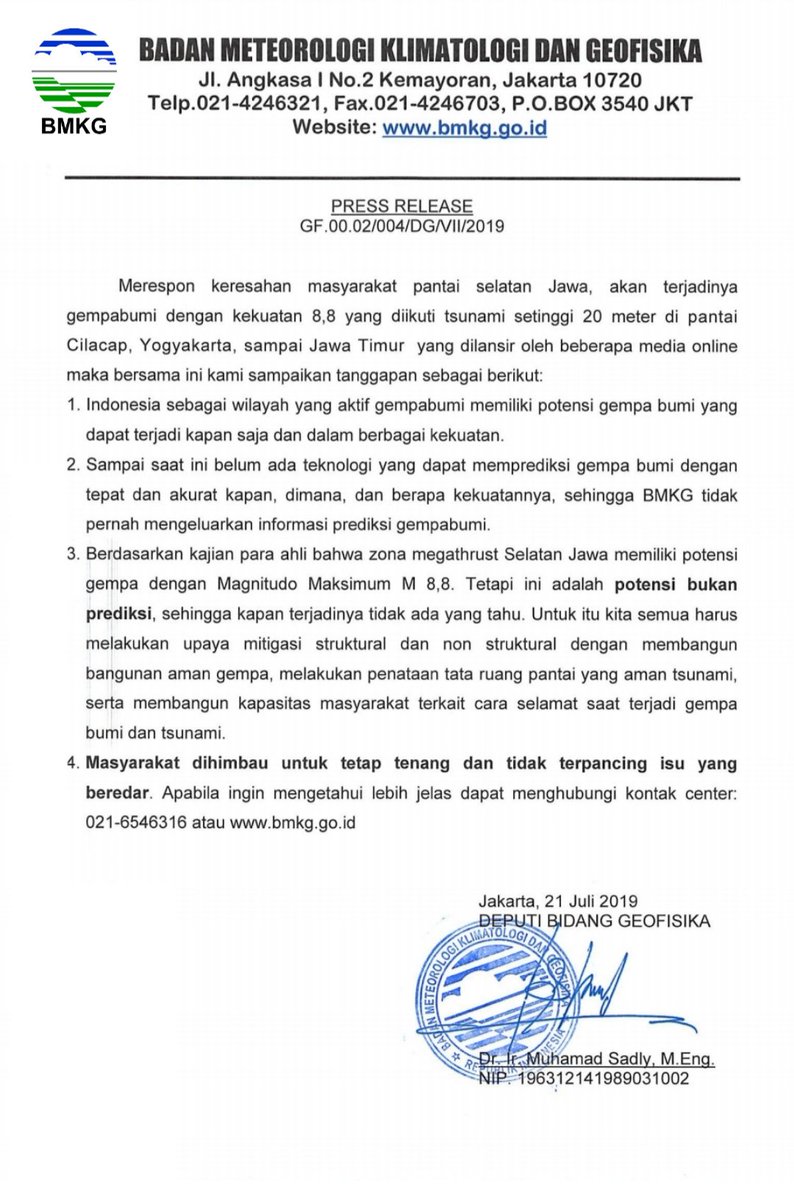 Bmkg On Twitter Siaran Pers Merespon Keresahan Masyarakat