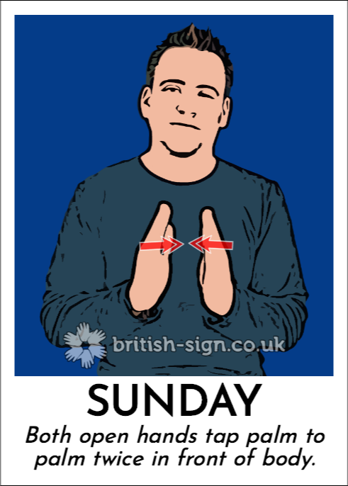 BritishSignBSL's tweet photo. Today's #BritishSignLanguage sign is: SUNDAY - https://t.co/DWgGRSmWrG https://t.co/xrOpsP03dl