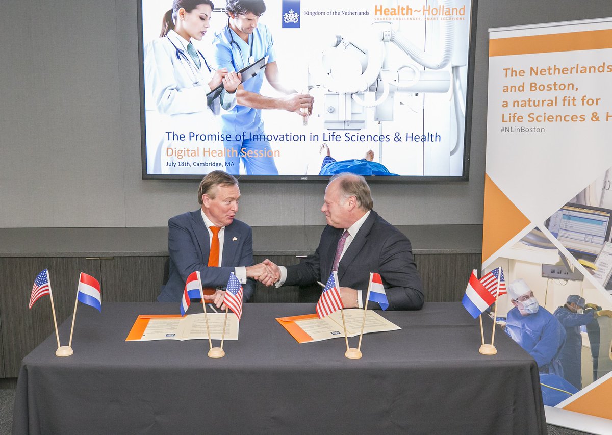 This week, @MinVWS Minister Bruins & President of @HIMSS @HalWolfIII signed a LOI to collaborate on the development & global adoption of health data exchange standards. The goal: stimulate industry adoption, improve usability, & deliver improved health outcomes. #NLinBoston