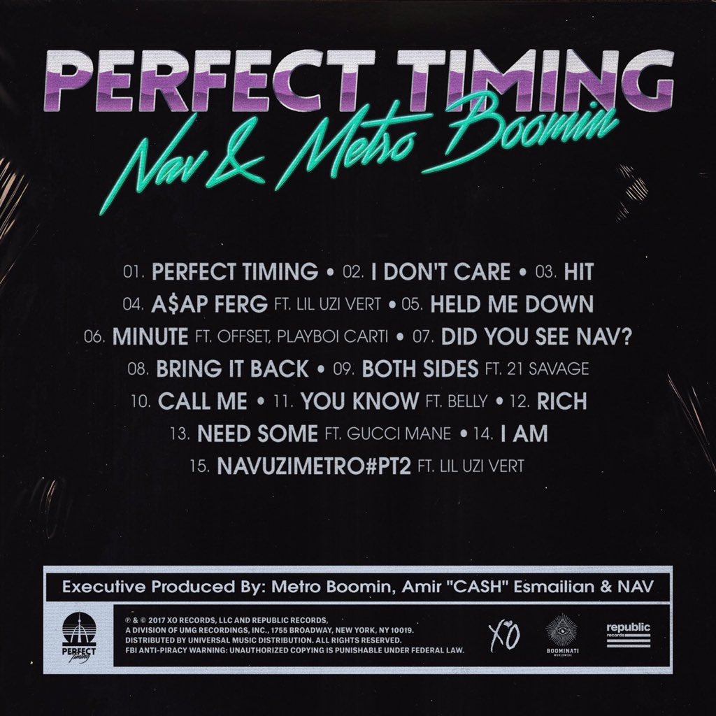 DailyRapFacts's tweet photo. 2 years ago today, Nav &amp; Metro Boomin released their collab project 'Perfect Timing' https://t.co/TvNfhNFijN