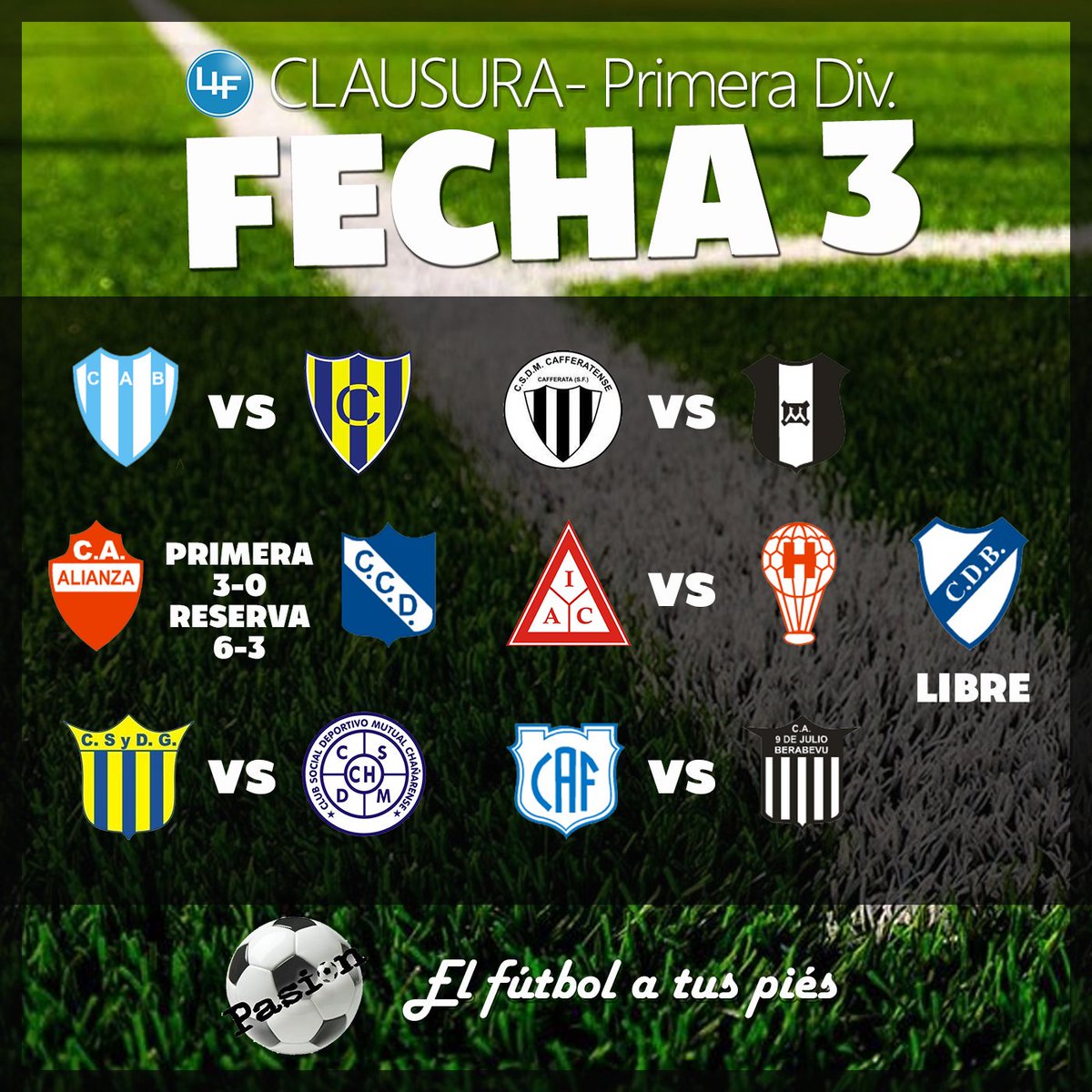 PasionSemanario's tweet photo. ⚽️En el día de ayer Alianza y Carlos Dose dieron inicio a la fecha 3! Hoy se completan los demás partidos, entre ellos el plato fuerte del clásico sanjosesino!⚡️
#semanariopasion #info #partidos #lif #interprovincial #futbol #primera #reserva #fechatres #goles #resultados https://t.co/RYlzpSJZYK