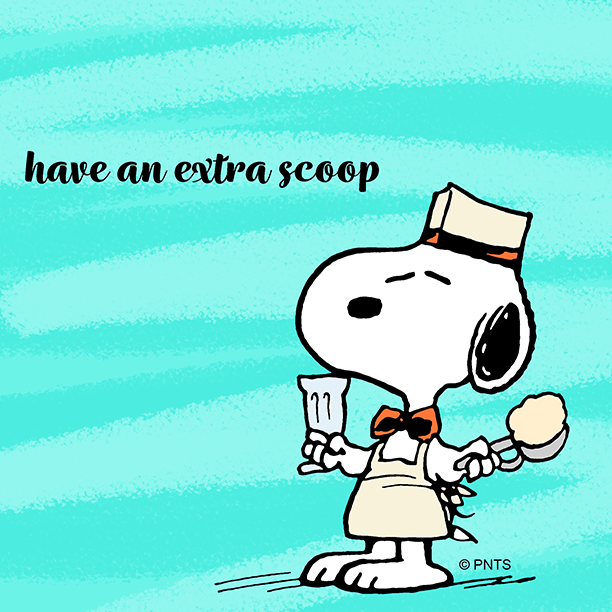 Snoopy's tweet image. Have an extra scoop, or two, or three 🍦 #NationalIceCreamDay