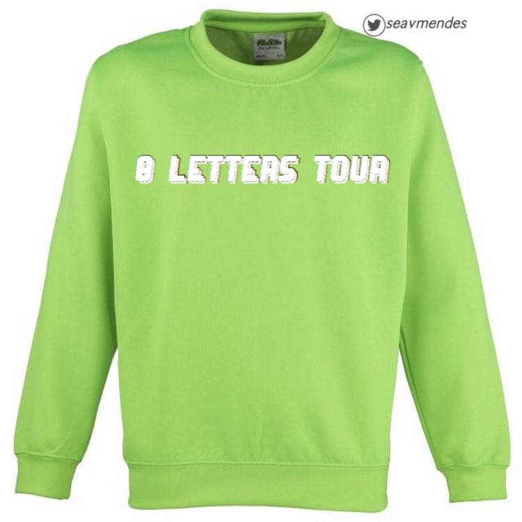 8 letters tour sweatshirt; neon green