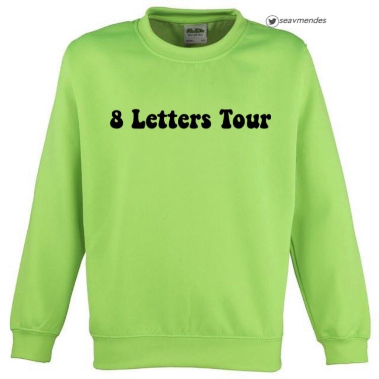 8 letters tour sweatshirt; neon green