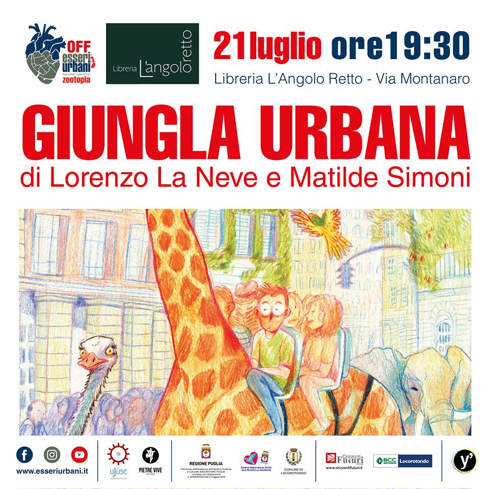 Nel mondo di Giungla Urbana, le giraffe fungono da autobus. 

Direttamente dal Lucca Comics &amp; Games, Lorenzo La Neve e Matilde Simoni oggi presenteranno la loro prima graphic novel alla Libreria L'angolo retto di Locorotondo. 

Vi aspettiamo!