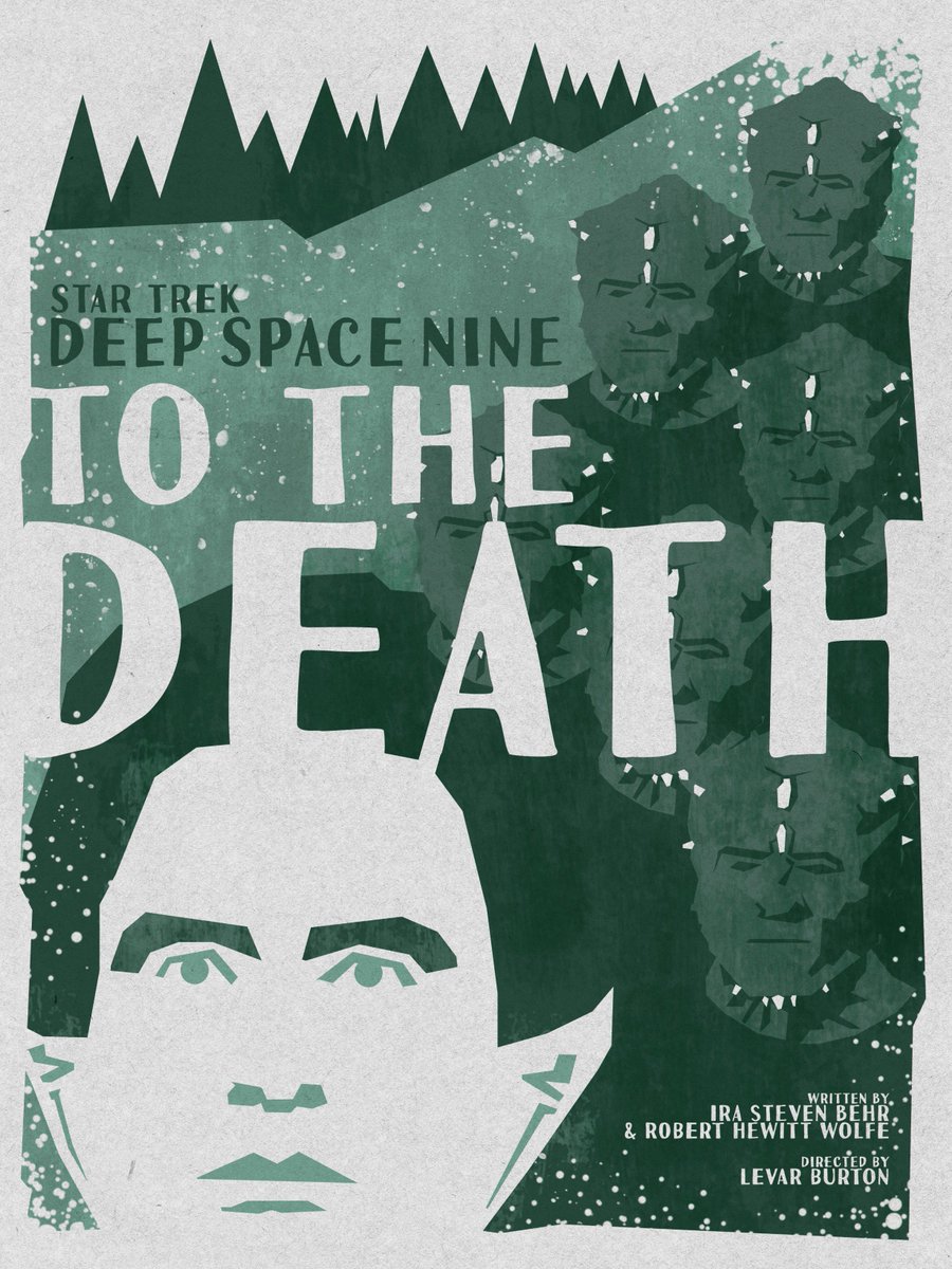 JJLendl's tweet photo. Last day of signing at #SDCC but the week wouldn't be complete without some old-fashioned #DeepSpaceSunday. Here's my poster for the #StarTrek #DS9 episode "To The Death". #StarTrekDS9 #GreatestGen https://t.co/t7SxORh8ze