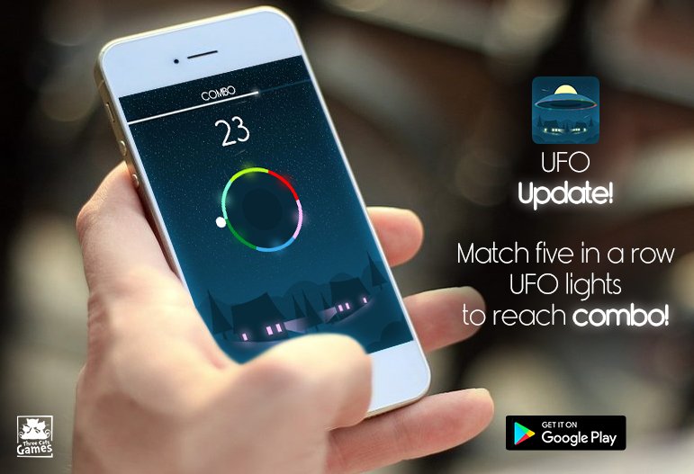 ThreeCats_Games's tweet photo. Match five in a row #UFO lights to reach combo! ➧ https://t.co/HckElaJ2gh 👽UFO game update! #gameupdate #androidgame #mobilegame #mobilegaming #combo #indiegame #googleplay https://t.co/BwDsGzW9hg